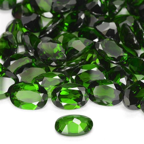 Chrome Diopside Gemstones in 7 x 5 mm (calibrated) Size for Sale, Chrome Diopside Stones in Dark Green Color