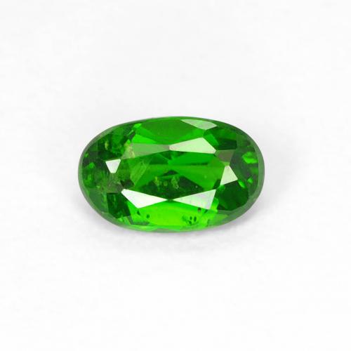 4,9 x 3,1mm grüner Chromdiopsid im Ovalschliff aus Russland, Gewicht 0,27 ct, Garantiert echter Edelstein in VS Reinheit, 1 Stück Chromdiopsid - die Farbe ist Helles Waldgrün, Mohs-Härte von 5 - 6, Photo A