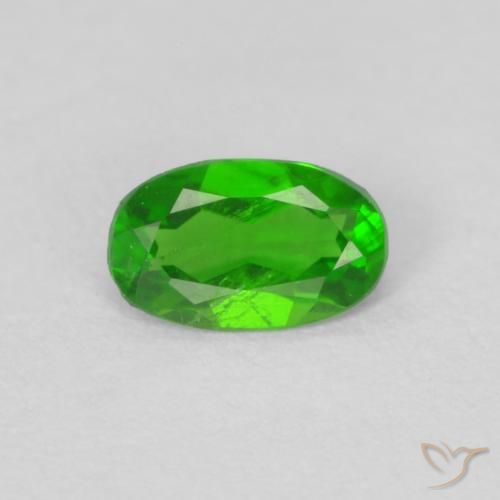 0,18 ct ovaler grüner Chromdiopsid aus Russland, Größe 4,8 x 2,9mm, natürlicher Edelstein, VS Reinheit, 1 Stück ovaler Chromdiopsid, Mohs-Härte von 5 - 6 , Photo A