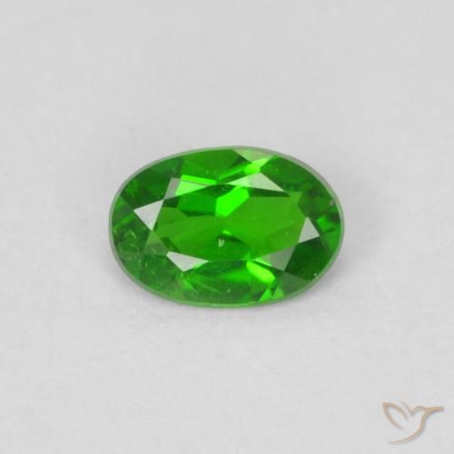 4,4 x 3mm ovaler grüner Chromdiopsid aus Russland, Gewicht von 0,2 ct, natürlicher Edelstein in VS Reinheit, 1 Stück ovaler Chromdiopsid - Farbe: Lebendiges grün, Mohs-Härte von 5 - 6, Photo A