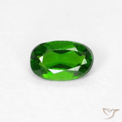 0,18 ct ovaler Chromdiopsid aus Russland, Größe: 4,4 x 2,8mm, Reinheit: VS, Garantiert echter Edelstein, 1 Stück Chromdiopsid in Hellgrün Farbe, Mohs-Härte von 5 - 6, Photo A