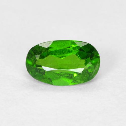 5 x 3,1mm grüner Chromdiopsid im Ovalschliff aus Russland, Gewicht 0,25 ct, Garantiert echter Edelstein in VS Reinheit, 1 Stück Chromdiopsid - die Farbe ist Lebendiges grün, Mohs-Härte von 5 - 6, Photo A