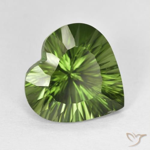 7.24 ct Green Chrome Diopside Stone, Natural Chrome Diopside in Heart Concave Cut Shape for Sale