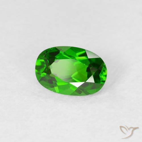 0.53 ct Green Chrome Diopside Stone, Natural Chrome Diopside in Oval Facet Shape for Sale