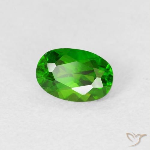 0.60 ct Green Chrome Diopside Stone, Natural Chrome Diopside in Oval Facet Shape for Sale