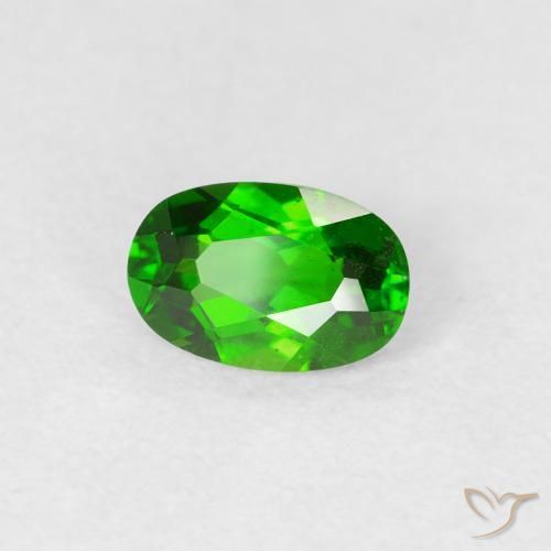 0.50 ct Green Chrome Diopside Stone, Natural Chrome Diopside in Oval Facet Shape for Sale