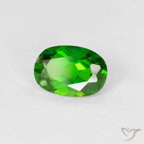 0.54 ct Green Chrome Diopside Stone, Natural Chrome Diopside in Oval Facet Shape for Sale