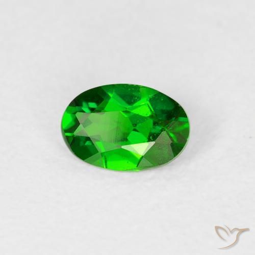 0.45 ct Green Chrome Diopside Stone, Natural Chrome Diopside in Oval Facet Shape for Sale
