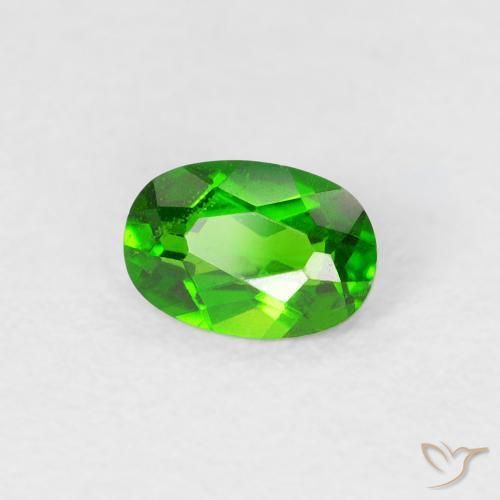 0.50 ct Green Chrome Diopside Stone, Natural Chrome Diopside in Oval Facet Shape for Sale