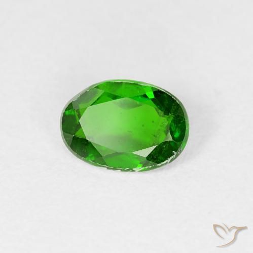0.78 ct Green Chrome Diopside Stone, Natural Chrome Diopside in Oval Facet Shape for Sale