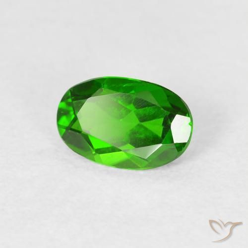 0.72 ct Green Chrome Diopside Stone, Natural Chrome Diopside in Oval Facet Shape for Sale