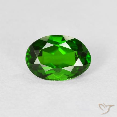 0.86ct Natural Intense Green Chrome Diopside, Oval, VVS-VS, Photo A