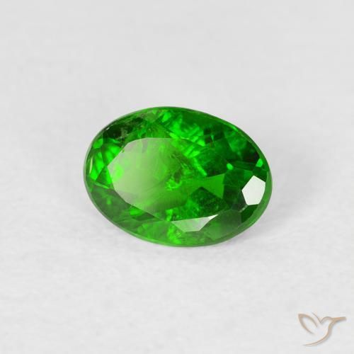 0.74 ct Green Chrome Diopside Stone, Natural Chrome Diopside in Oval Facet Shape for Sale