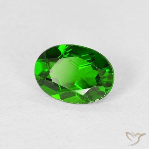 0.82 ct Green Chrome Diopside Stone, Natural Chrome Diopside in Oval Facet Shape for Sale