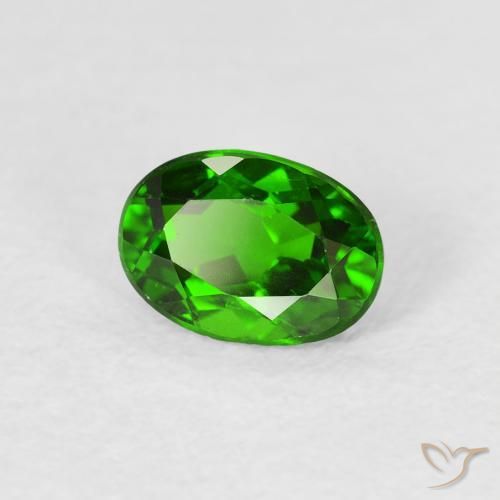 0.90 ct Green Chrome Diopside Stone, Natural Chrome Diopside in Oval Facet Shape for Sale