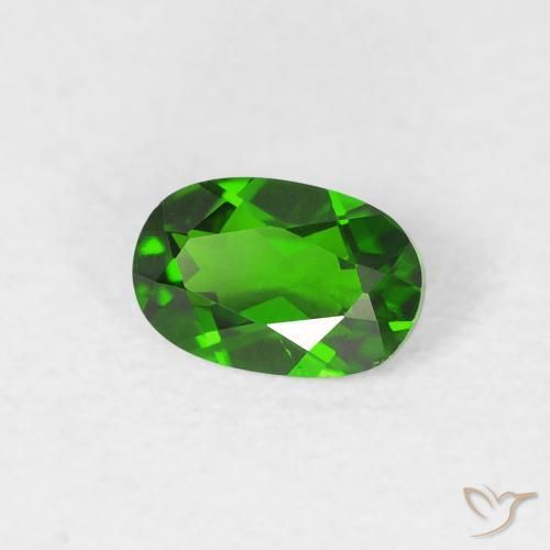 0.54 ct Green Chrome Diopside Stone, Natural Chrome Diopside in Oval Facet Shape for Sale