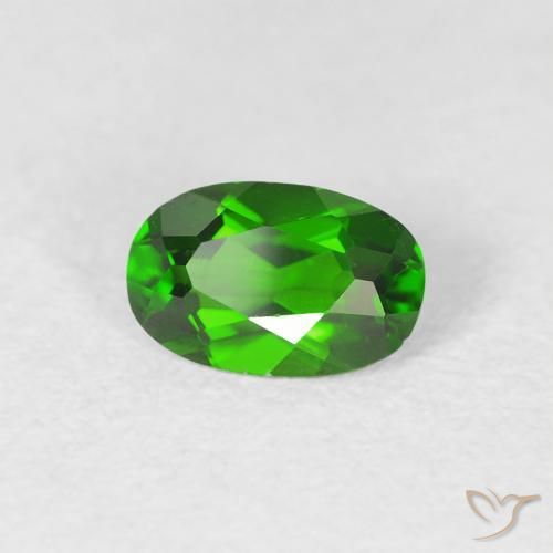 0.46 ct Green Chrome Diopside Stone, Natural Chrome Diopside in Oval Facet Shape for Sale