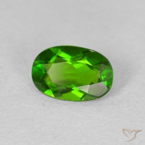 0.63 ct Green Chrome Diopside Stone, Natural Chrome Diopside in Oval Facet Shape for Sale
