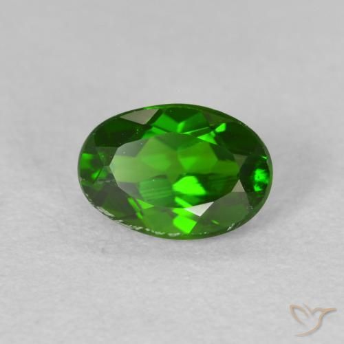 0.85 ct Green Chrome Diopside Stone, Natural Chrome Diopside in Oval Facet Shape for Sale
