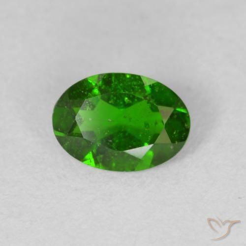 0.78 ct Green Chrome Diopside Stone, Natural Chrome Diopside in Oval Facet Shape for Sale