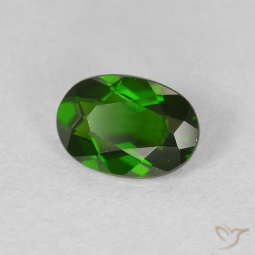 0.89 ct Green Chrome Diopside Stone, Natural Chrome Diopside in Oval Facet Shape for Sale