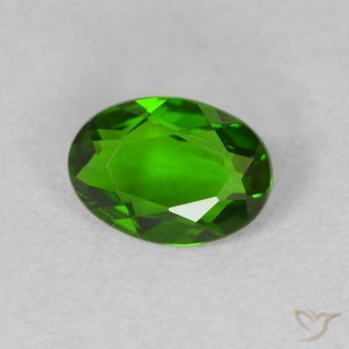 0.59 ct Green Chrome Diopside Stone, Natural Chrome Diopside in Oval Facet Shape for Sale