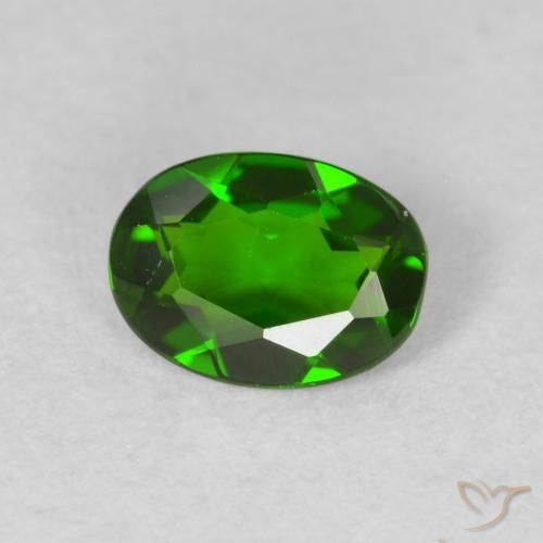 0.63 ct Green Chrome Diopside Stone, Natural Chrome Diopside in Oval Facet Shape for Sale