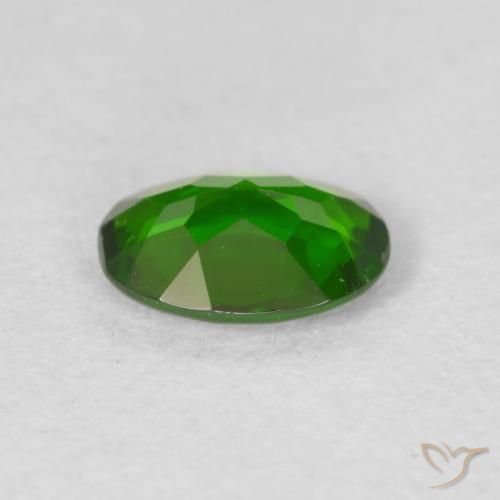 Chrome Diopside Gemstone in 6.6 x 4.9 mm Size for Sale, Chrome Diopside Stone in Medium Dark-Green Color