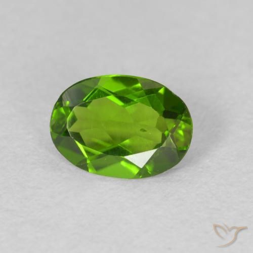 0.73 ct Green Chrome Diopside Stone, Natural Chrome Diopside in Oval Facet Shape for Sale