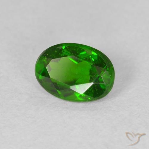 0.81 ct Green Chrome Diopside Stone, Natural Chrome Diopside in Oval Facet Shape for Sale