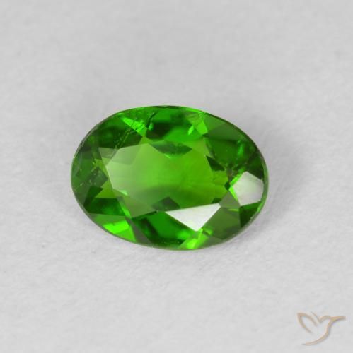 0.71 ct Green Chrome Diopside Stone, Natural Chrome Diopside in Oval Facet Shape for Sale