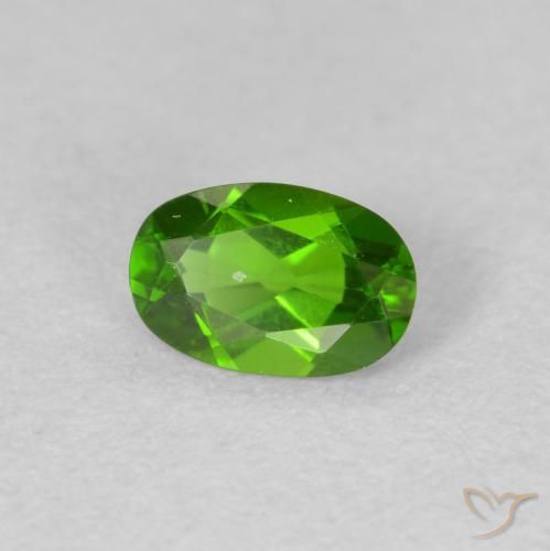 0.50 ct Green Chrome Diopside Stone, Natural Chrome Diopside in Oval Facet Shape for Sale