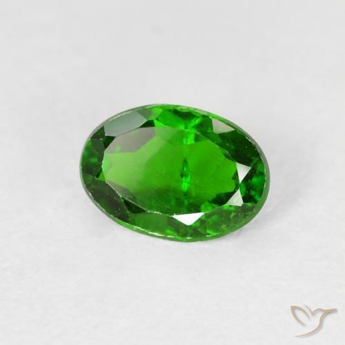 0.81 ct Green Chrome Diopside Stone, Natural Chrome Diopside in Oval Facet Shape for Sale