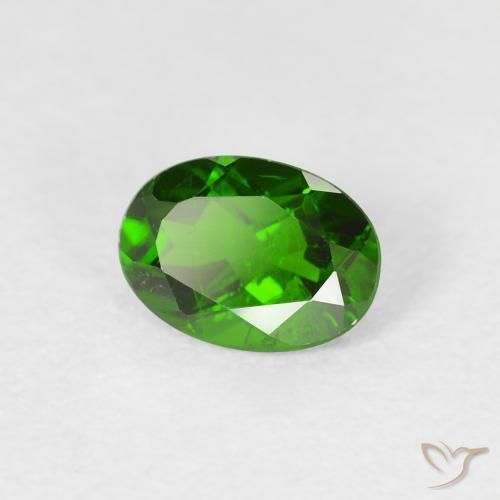 0.86 ct Green Chrome Diopside Stone, Natural Chrome Diopside in Oval Facet Shape for Sale