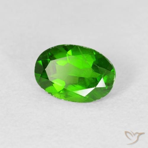 0.71 ct Green Chrome Diopside Stone, Natural Chrome Diopside in Oval Facet Shape for Sale