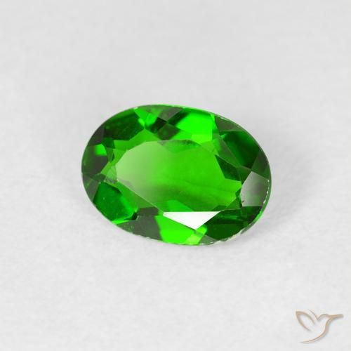 0.71 ct Green Chrome Diopside Stone, Natural Chrome Diopside in Oval Facet Shape for Sale