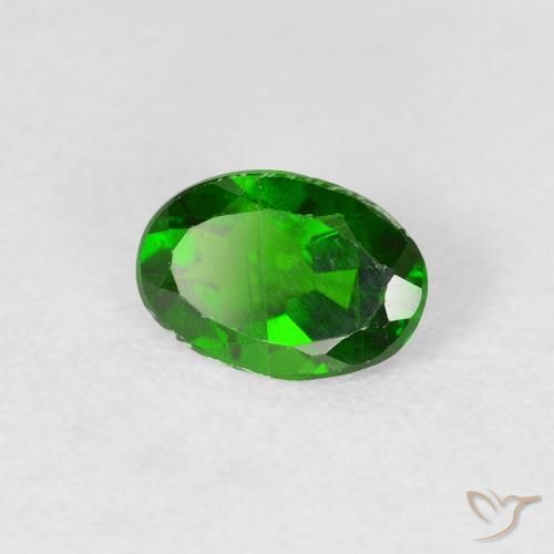 0.74 ct Green Chrome Diopside Stone, Natural Chrome Diopside in Oval Facet Shape for Sale