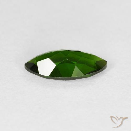 Chrome Diopside Gemstone in 10 x 5 mm (calibrated) Size for Sale, Chrome Diopside Stone in Medium Dark-Green Color