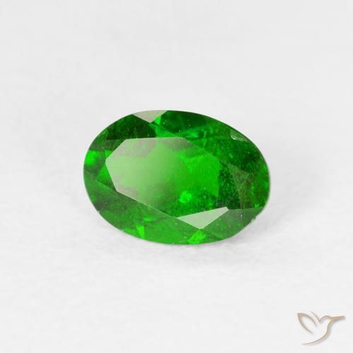 0.97 ct Green Chrome Diopside Stone, Natural Chrome Diopside in Oval Facet Shape for Sale