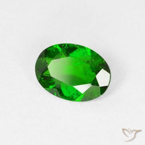 0.67 ct Green Chrome Diopside Stone, Natural Chrome Diopside in Oval Facet Shape for Sale