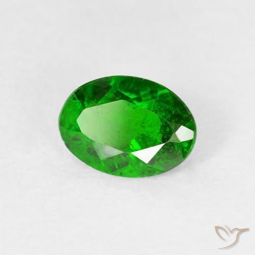 0.76 ct Green Chrome Diopside Stone, Natural Chrome Diopside in Oval Facet Shape for Sale