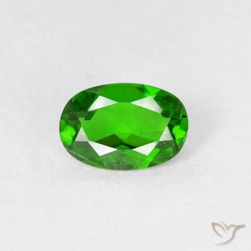 0.49ct Naturale Verde intenso Diopside di cromo, Ovale, VS, Photo A
