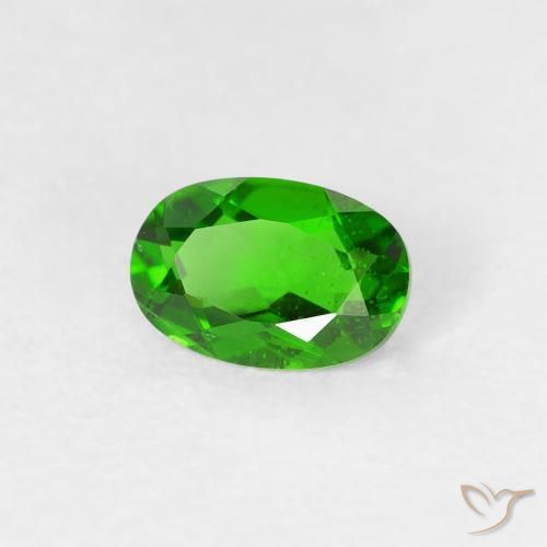 0.49 ct Green Chrome Diopside Stone, Natural Chrome Diopside in Oval Facet Shape for Sale