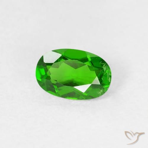 0.50 ct Green Chrome Diopside Stone, Natural Chrome Diopside in Oval Facet Shape for Sale