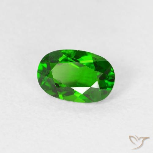 0.54 ct Green Chrome Diopside Stone, Natural Chrome Diopside in Oval Facet Shape for Sale