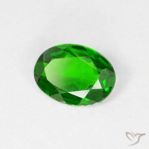 0.70 ct Green Chrome Diopside Stone, Natural Chrome Diopside in Oval Facet Shape for Sale
