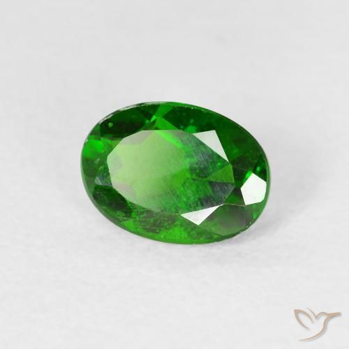 0.90 ct Green Chrome Diopside Stone, Natural Chrome Diopside in Oval Facet Shape for Sale