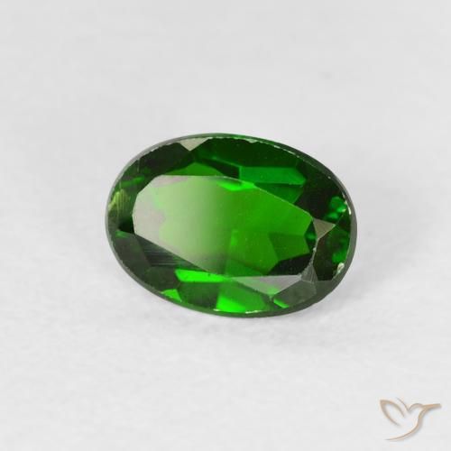 0.96 ct Green Chrome Diopside Stone, Natural Chrome Diopside in Oval Facet Shape for Sale