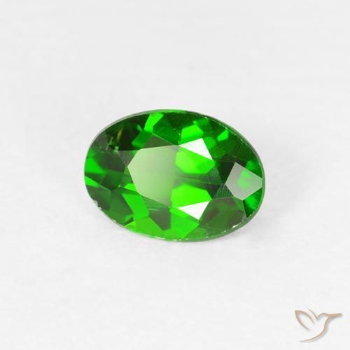 0.73 ct Green Chrome Diopside Stone, Natural Chrome Diopside in Oval Facet Shape for Sale