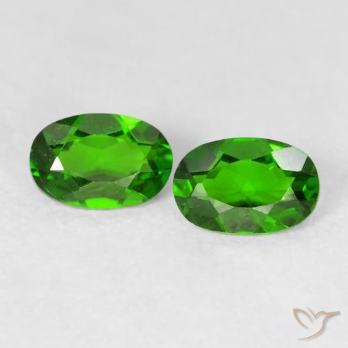 1.00 ctw Green Chrome Diopside Stones, Natural Chrome Diopside in Oval Facet Shape for Sale